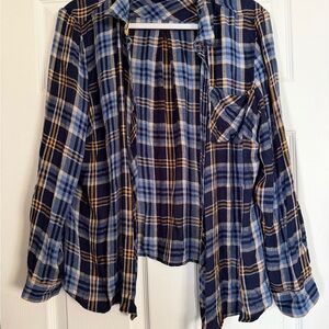 Westport Navy, Light Blue and Mustard Plaid Button-Down Shirt